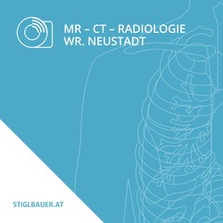 Liniengrafik mit Körperdarstellung und Logo vom Röntgeninstitut Stiglbauer