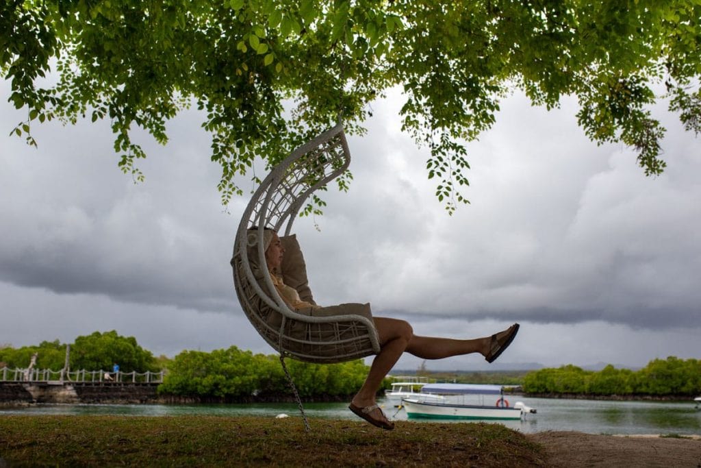 Schaukeln im Hotel Prince Maurice auf Mauritius. 