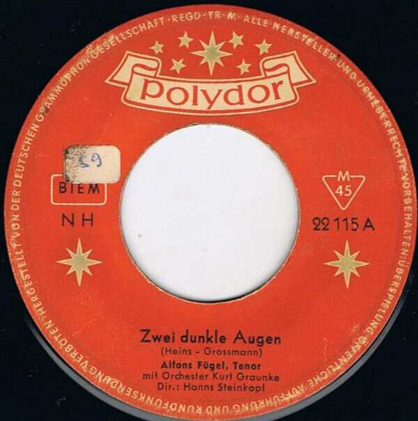 (7", Single, Mono, RE Alfons Fügel – Zwei Dunkle Augen / Der Rattenfänger