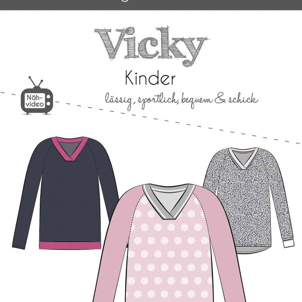 Fadenkäfer Papierschnitt "VICKY - Pullover mit V-Ausschnitt" Kinder