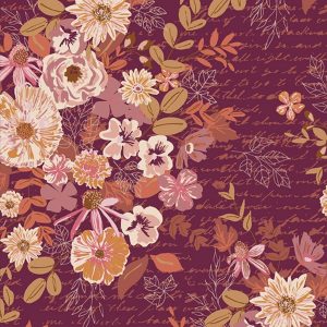 Viskose Webware von Art Gallery Fabrics "Romance" in weinrot mit floralem ;Motiv