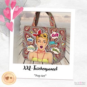 Das Stofferl: Taschenpaneel von Stenzo mit Digitaldruck Pop Art, XXL Tasche nähen, Taschennähen, XXL Taschenpaneel, Strandtasche nähen, DIY Paket, Stenzo Textiles