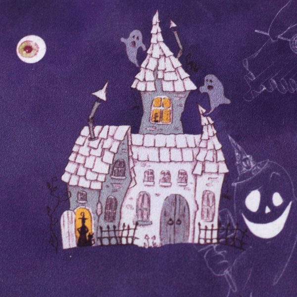 Das Stofferl: Baumwolle Halloween, Baumwollstoff mit Halloweenmotiv, Geister, Gespenster, Haunted Houses