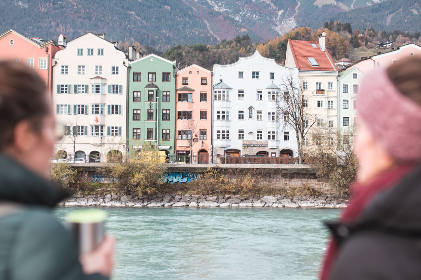 innsbruck river in front of colorful houses